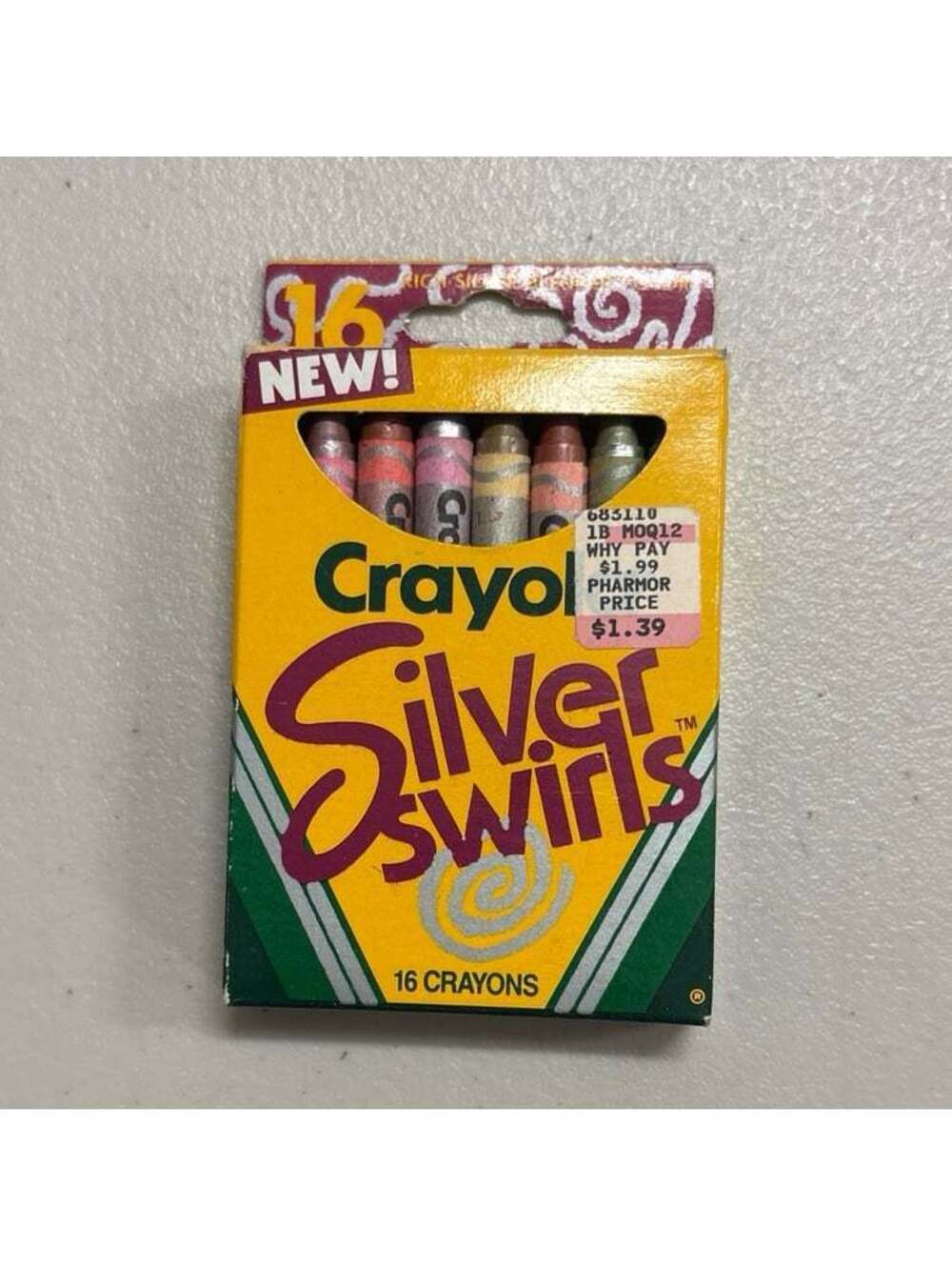 Vintage 1990 Crayola Silver Swirls 16 Crayons Binney & Smith